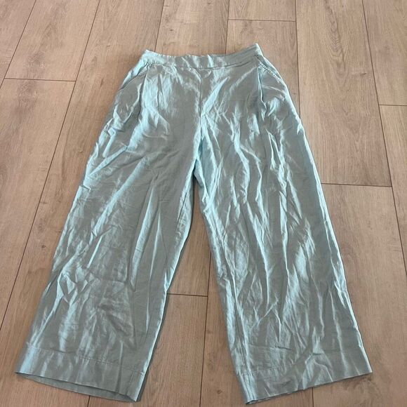 Madewell Pull On Wide Leg Pants Women's Light Blue Linen Blend Lightweight size - Picture 1 of 9